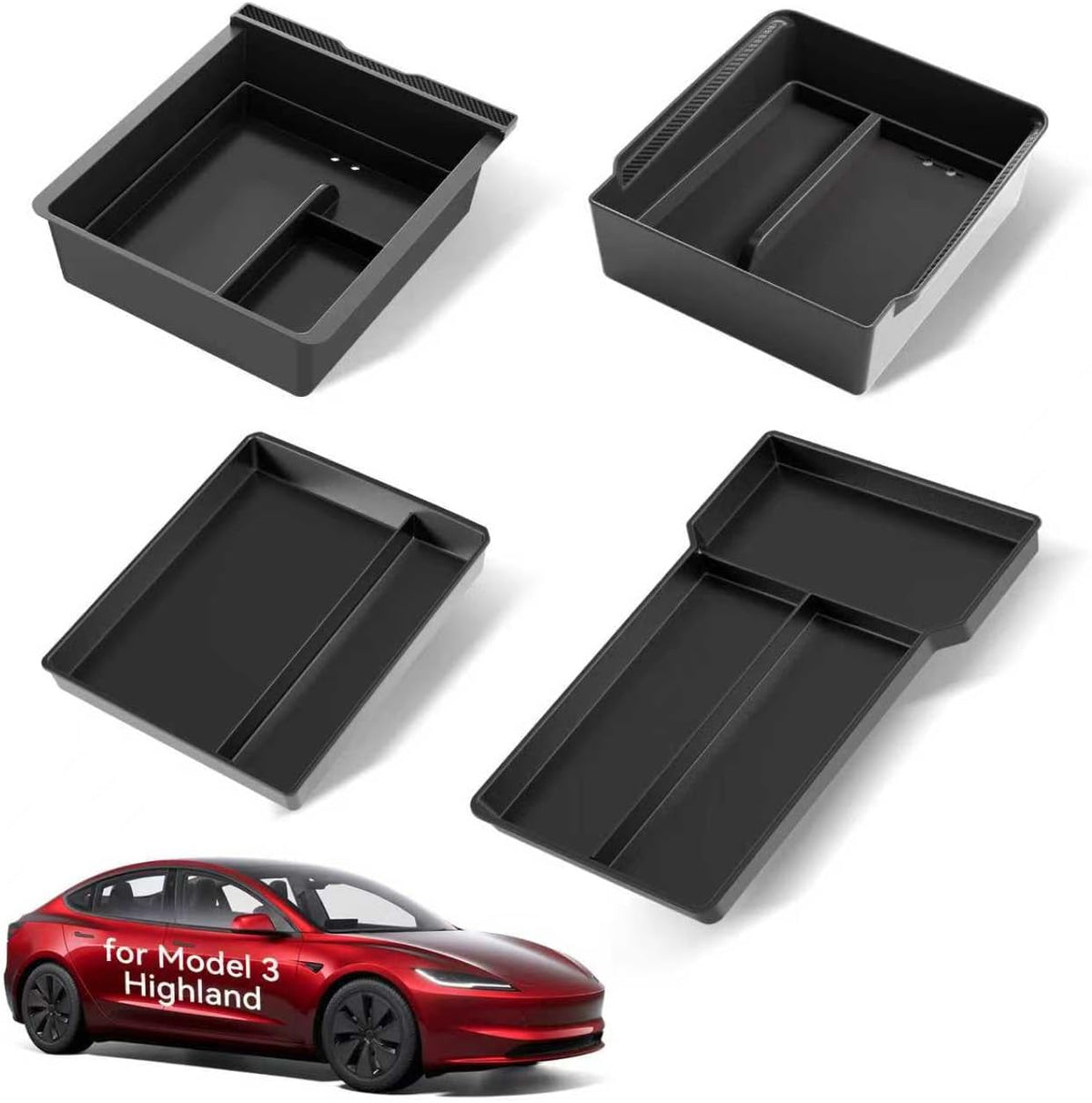 for 2026 Tesla Model 3 Highland Center Console Organizer Tray 4 PCS