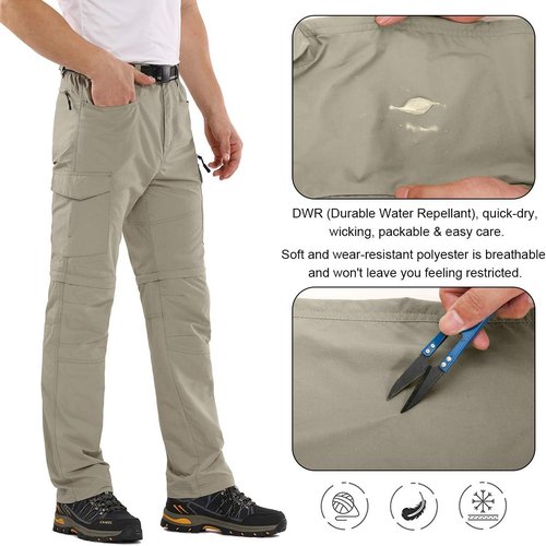 Jessie Kidden Men's Convertible Hiking Pants - Quick Dry, Lightweight Travel & Fishing | Light Apricot, Size 32