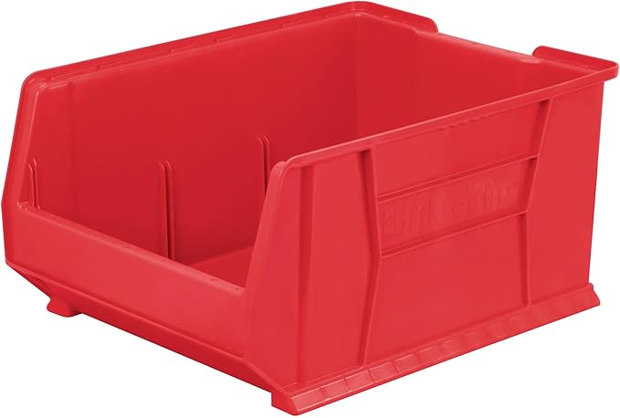 Akro-Mils 30289 Super-Size AkroBins Plastic Storage Bins, Space-Saving Stackable Bins for Garage, Classroom, Warehouse Organization, 24" L x 18" W x 12" H, Red, 1-Pack