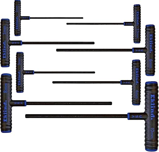 Eklind Tool 64908 Power-T Handle Hex Key allen wrench - 8pc set Metric MM sizes 2-10 (9In shaft)