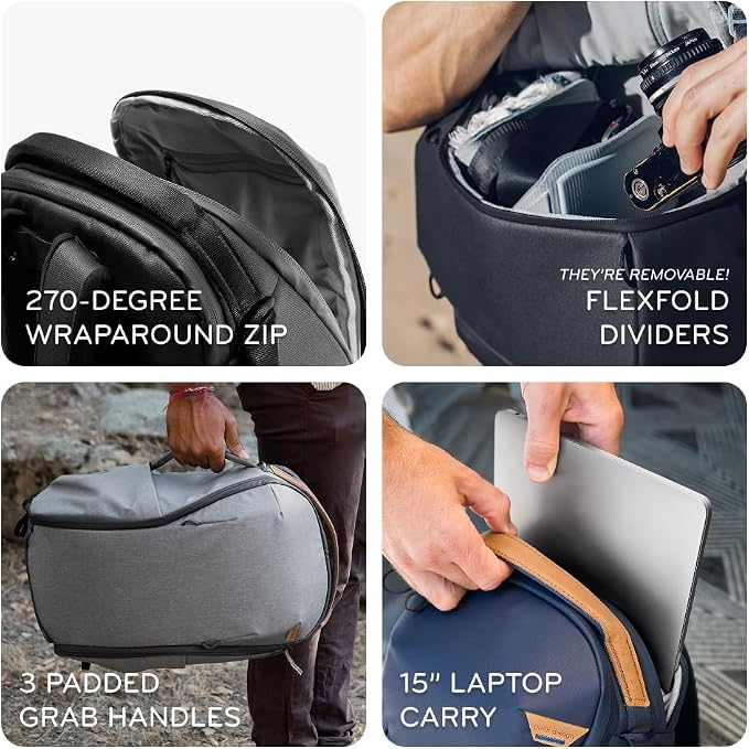 Peak Design Everyday Backpack Zip 15L, 270-Degree Zip, Dual Side Pockets
