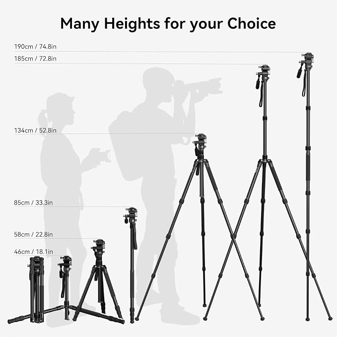 SmallRig CT195 Video Tripod Kit, Max Load 15kg / 33Ibs