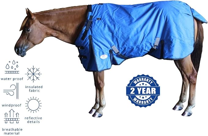 Derby Originals Nordic Tough 1200D Ripstop Waterproof Reflective Winter Horse Turnout Blanket 300g Heavy Weight, Chocolate Brown, 81"