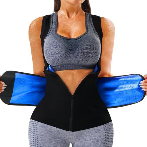 LMCOB Sauna Vest for Women - Heat Trapping Waist Trainer Workout Sweat Vest with Zipper