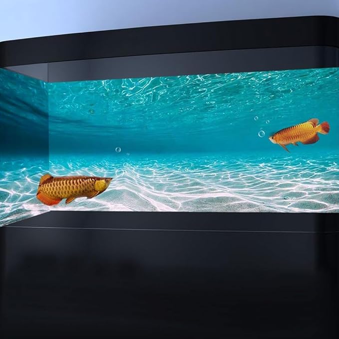 30X18IN Natural Undersea Aquarium Background, Undersea Beach Fish Tank Background, with 8 EVA Double-Sided Tape