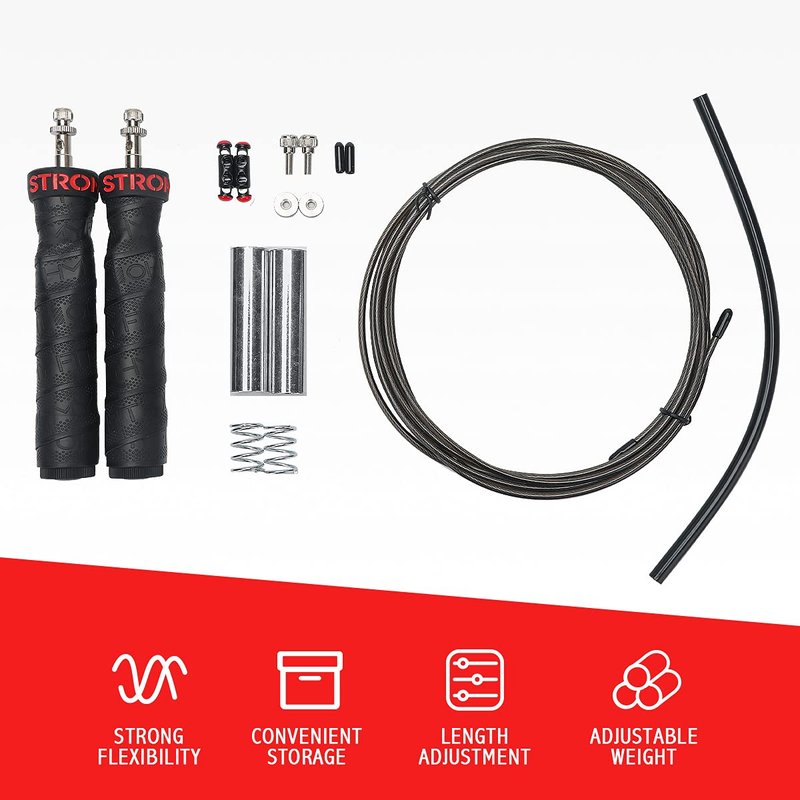 OHMY FIT Adjustable Speed and Weight Jump Rope - Carbon Steel Jump Rope for Men & Women - Jumping & Skipping Rope Great for Fitness, Exercise, Cardio Workout, Boxing, Crossfit & More (Rope w/Weights)
