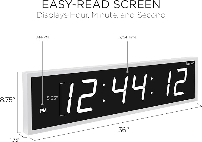 Ivation Oversized Large Digital Wall Clock