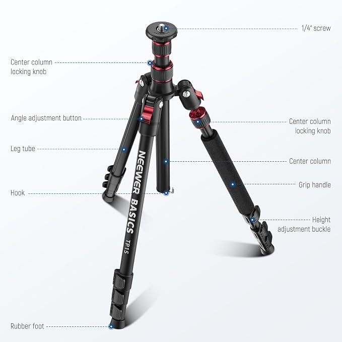 NEEWER Basics TP15 Camera Tripod Monopod, Ball Head Not Included