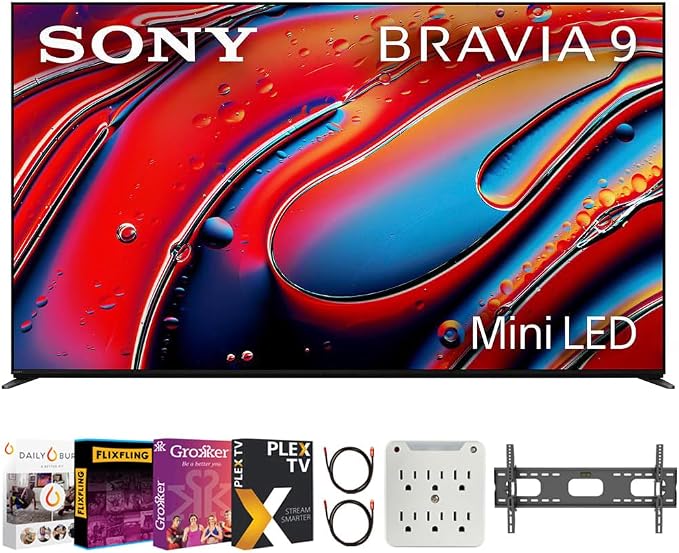 Sony BRAVIA 9 K75XR90 75 inch 4K HDR Smart QLED Mini-LED TV Bundle with Premiere Movie Streaming Package & TV Setup Bundle with Wall Mount + Surge Adapter + HDMI Cable & More (2024 Model)