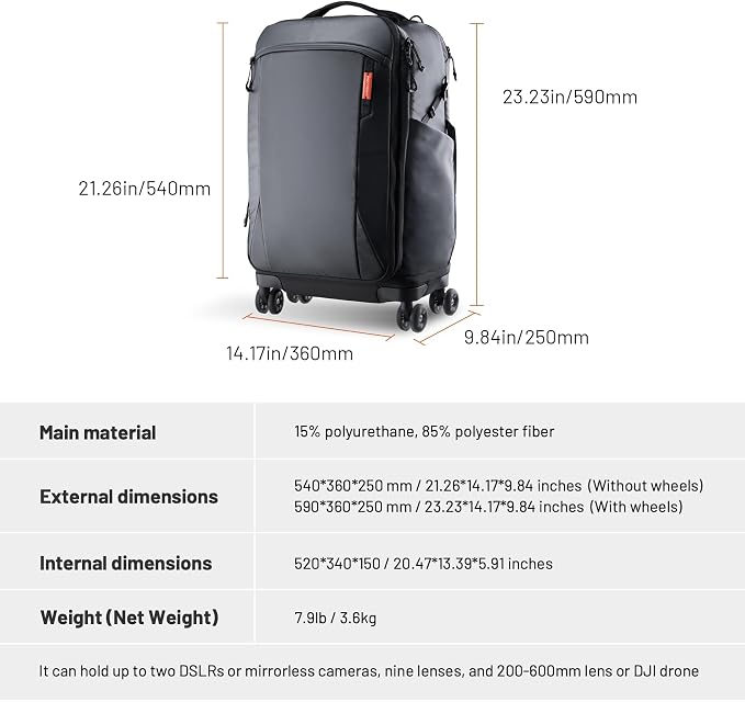 PGYTECH 2-in-1 Roller Camera Backpack, DSLR/SLR/Mirrorless Bag