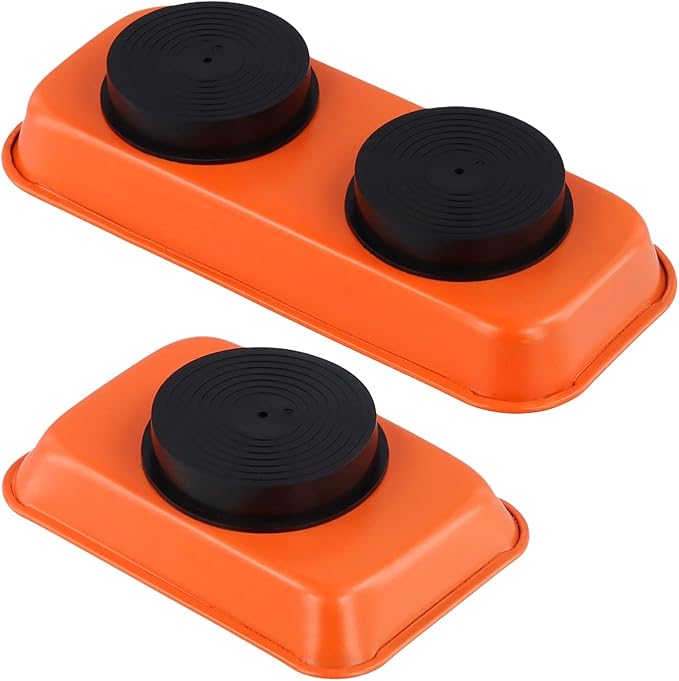 16 PCS Orange Magnet Screw Trays, 2 Sizes Stainless Steel Magnetic Parts Trays, Orange Magnetic Tool Tray for Collecting Nuts, Screws, Bolts, Small Parts 5.9x2.5/3.6x2.4 inch