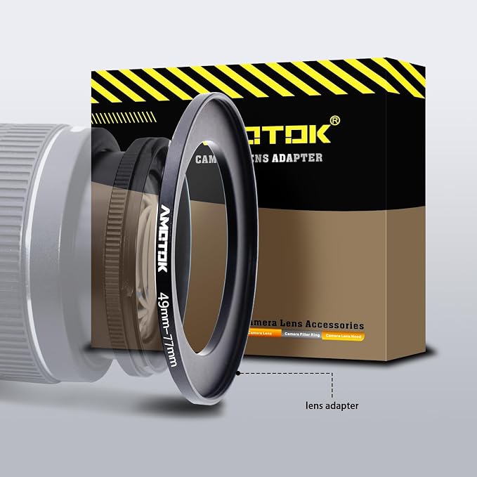 49mm Lens to 77mm Camera Lens Adapter, 49mm to 77mm Filter Step-Up Adapter Ring