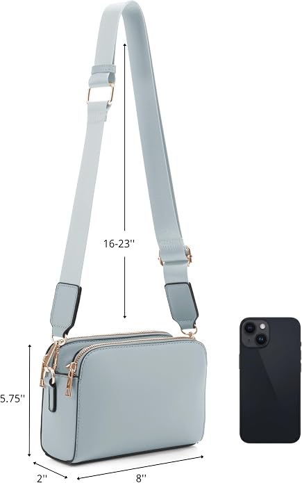 EVVE Crossbody Bags for Women Trendy Triple Zip Small Crossbody Camera Bag Purse