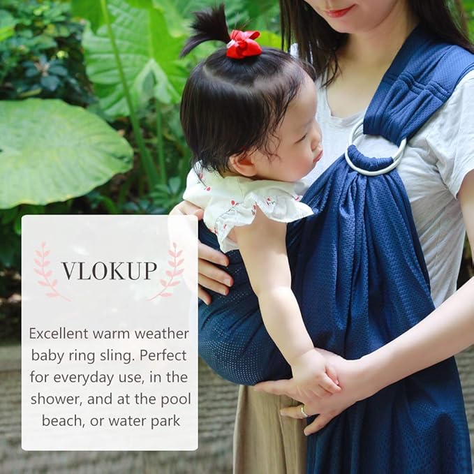 Baby Water Ring Sling Carrier | Lightweight Breathable Mesh Baby Wrap for Infant, Newborn, Kids and Toddlers | Perfect for Summer, Swimming, Pool, Beach | Great for Dad Too Blue