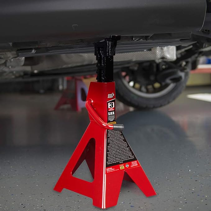 BIG RED T43006 Torin Steel Jack Stands (Fits: SUVs and Extended Height Trucks): 3 Ton (6,000 lb) Capacity, Red, 1 Pair