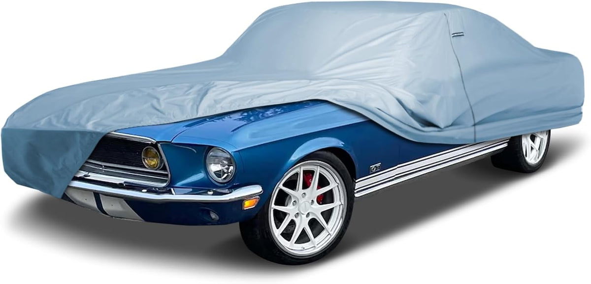 iCarCover Custom Car Cover Compatible with Mustang 1964-1968, Waterproof All-Weather Rain Snow UV Sun Protector Full Exterior Indoor Outdoor Car Covers, 1-Tone (Solid Gray)