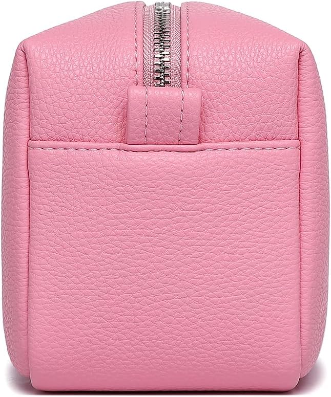 Travel Makeup Bag, Ring Clasp Wristlet Organizer (Azalea Pink)