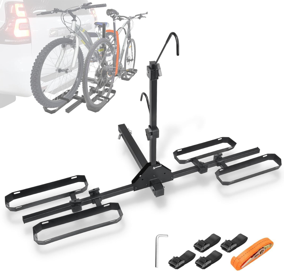 Tilting 2-Bike Hitch Rack - Fits Fat Tire Bikes Up to 5" Wide | Holds 150 lbs for Cars, SUVs, Trucks