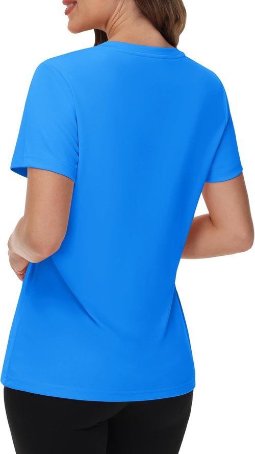 Cavva Women's Athletic V-Neck Workout Tops - Quick-Dry UPF 50+ Sun Protection Shirts