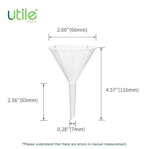 Utile 12pcs Plastic Analytical Funnel Set, PP Material, Top Diameter 64mm, Small Funnel for Lab Bottles, Recreational Activities, 4512.0014.12