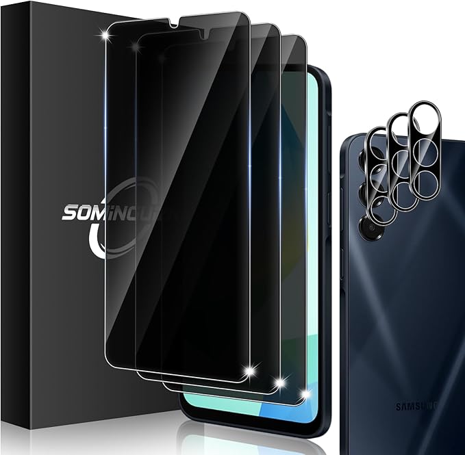 3+3 Pack for Samsung Galaxy A16 5G Privacy Screen Protector & Phone Camera Lens