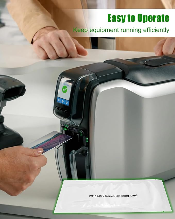 Cleaning Card Kit Fit for Zebra ZC Series ZC100 ZC150 ZC300 ZC350 ID Card