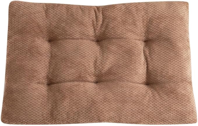 Washable Dog Bed for Large Breeds, Extra Cushioned Crate Mattress with Removable Fluffy Cover, Non-Slip Orthopedic Pet Pad, Machine Washable Kennel Mat(Khaki,XS)