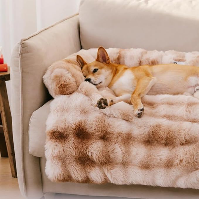 Dream Cloud Pet Sofa Bed for Dogs Cats, 2026 Washable Removable Calming Fluffy Plush Mat for Furniture Protector, Long Fur Non-Slip, for Small/Medium/Large Home Pets (Black, XL: 47.2 * 37.4IN)
