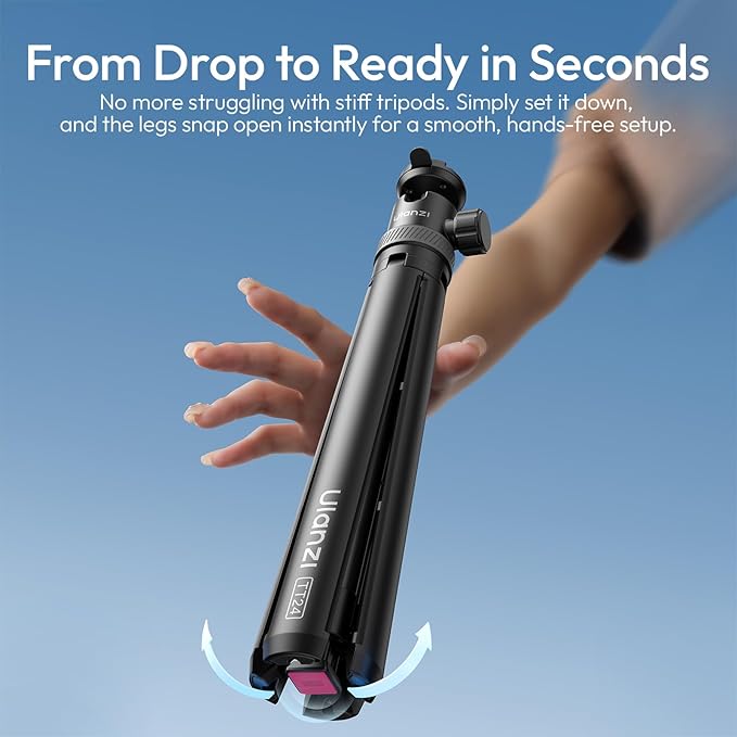 Upgrade 59" Tripod Stand w Auto-Open 4-Leg, ULANZI TT24 Vlogging Selfie Stick