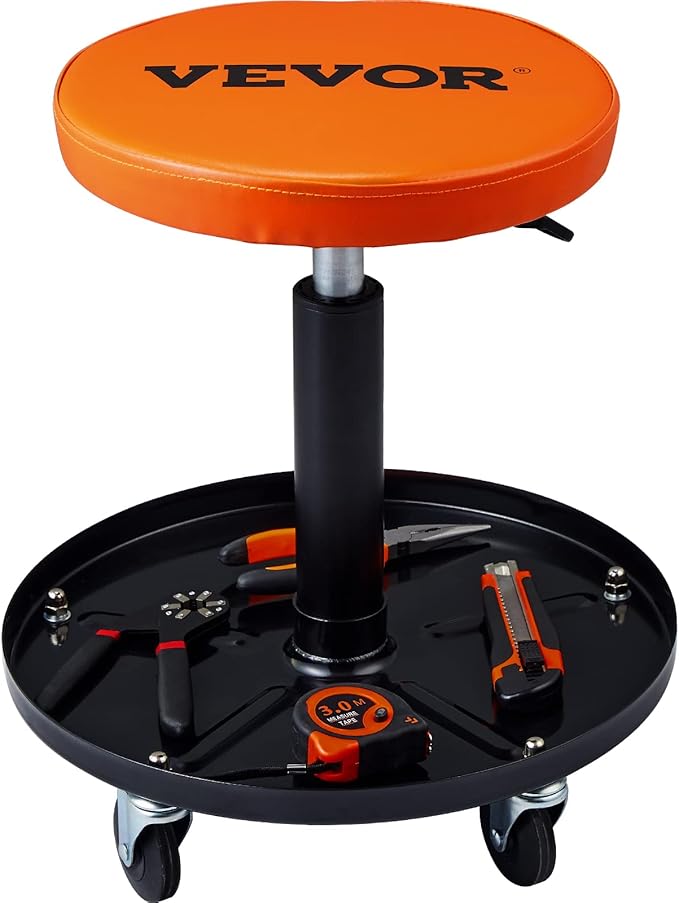 VEVOR Mechanic Stool 300 LBS Capacity with Wheels, Heavy Duty Rolling Tool Seat and 250 LBS Pneumatic Creeper Garage/Shop Seat for Automotive Auto Repair