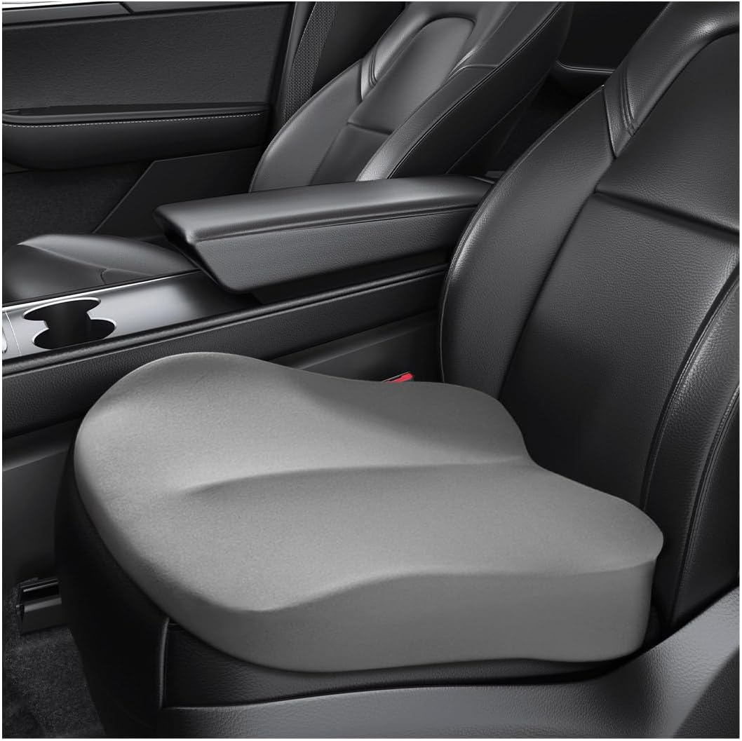Car Seat Cushion, Comfort Memory Foam Car Cushion, Non-Slip Auto Booster Seat Cushion for Improve Driving Vision, Suitable for Vehicles Trucks SUVs Car Accessories (Black)