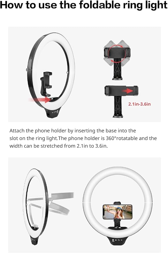 Sensyne 14" Ring Light with Tripod Stand, LED Circle Light with Phone Holder
