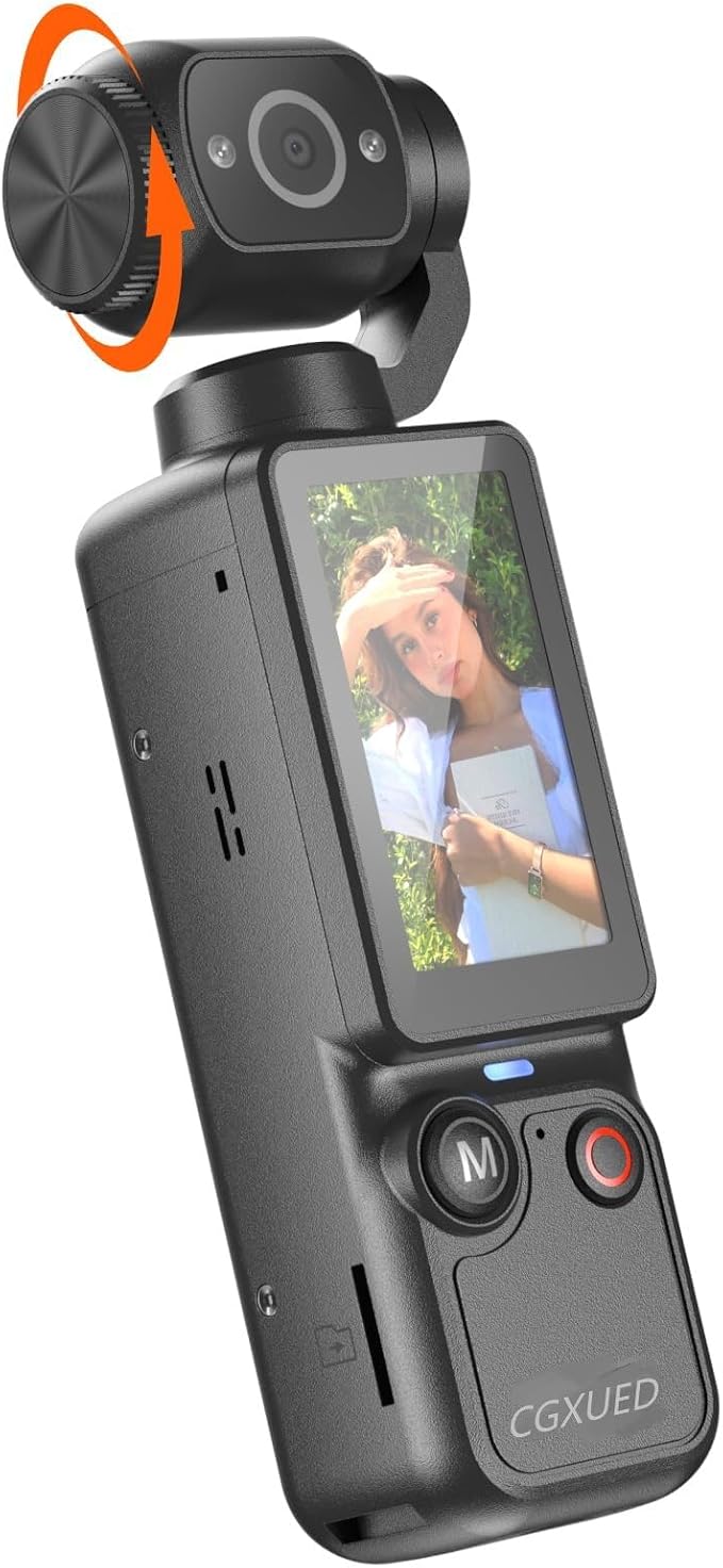 Vlogging Camera with 180° Rotating Lens, Pocket Camera with Audio & Video