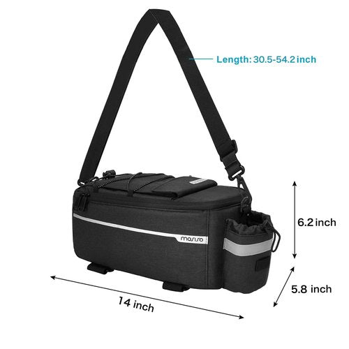 MOSISO Bike Rack Bag, Waterproof Bike Trunk Cooler Pouch Insulated Bicycle Rear Seat Pouch Cycling Backseat Storage Cargo Luggage Saddle Shoulder Bag, Black