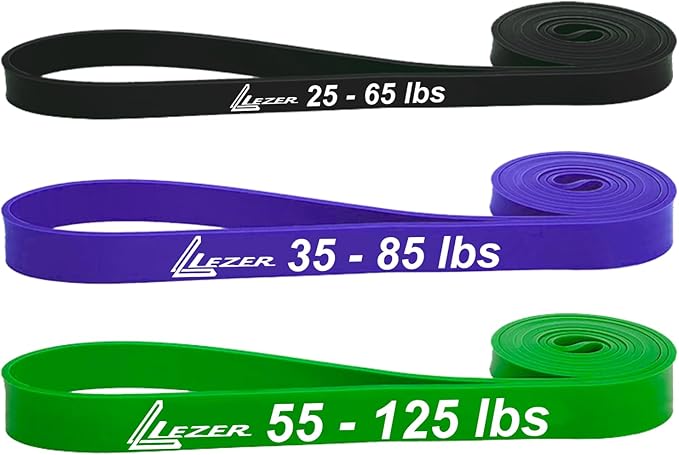 LEZER Resistance Bands - Pull Up Bands for Home Gym Fitness, Stretching, Physical Therapy & Training - Includes Instruction