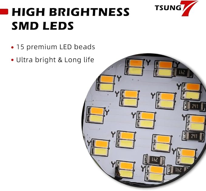 TSUNG Universal Motorcycle SMD LED Turn Signals 12V Brake Tail Lights Running