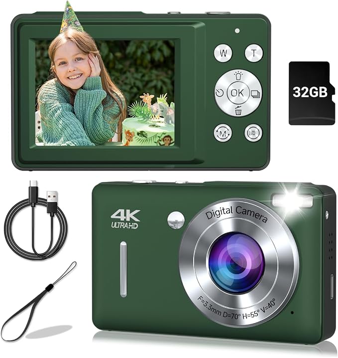 Digital Camera, 44MP Compact Camera, FHD 1080P Point and Shoot Digital Cameras