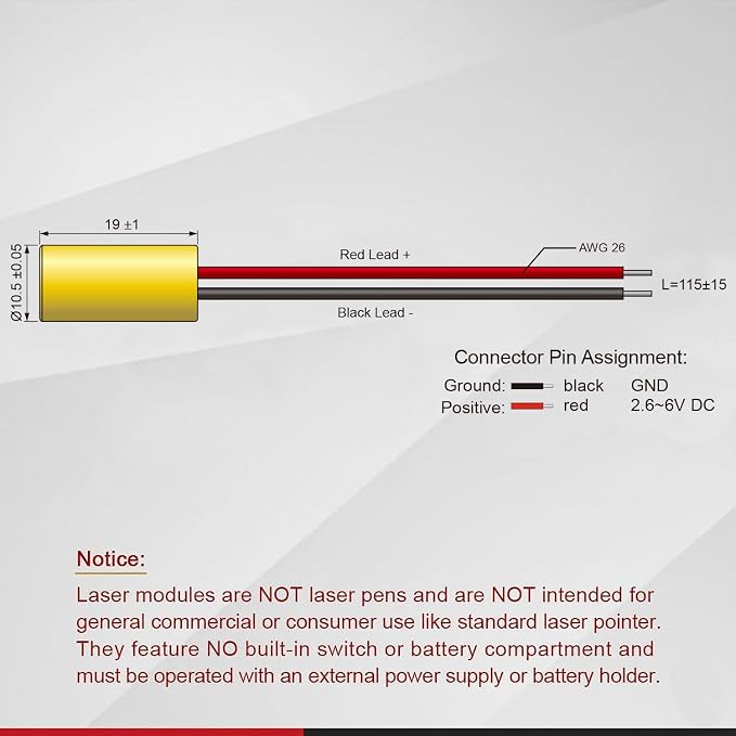 Red Dot Laser Module, Class 3R, Less Than 5mW,