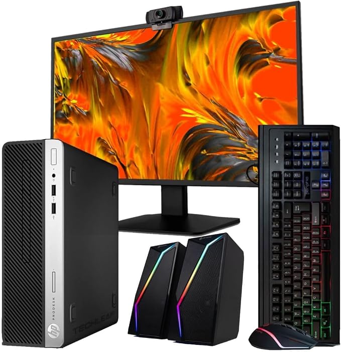 HP Windows 11 Desktop Computer | 16GB RAM + 500GB SSD | Intel i7 | 16GB RAM + 500GB SSD | 24" LCD | WiFi 6 AX200 + BT | RGB Keyboard/Mouse + Speakers | Webcam | Home or Office PC (Renewed) (Intel i7) | SFF Desktop Computer PC,I7 up to 4.6G, WiFi 6 AX20...
