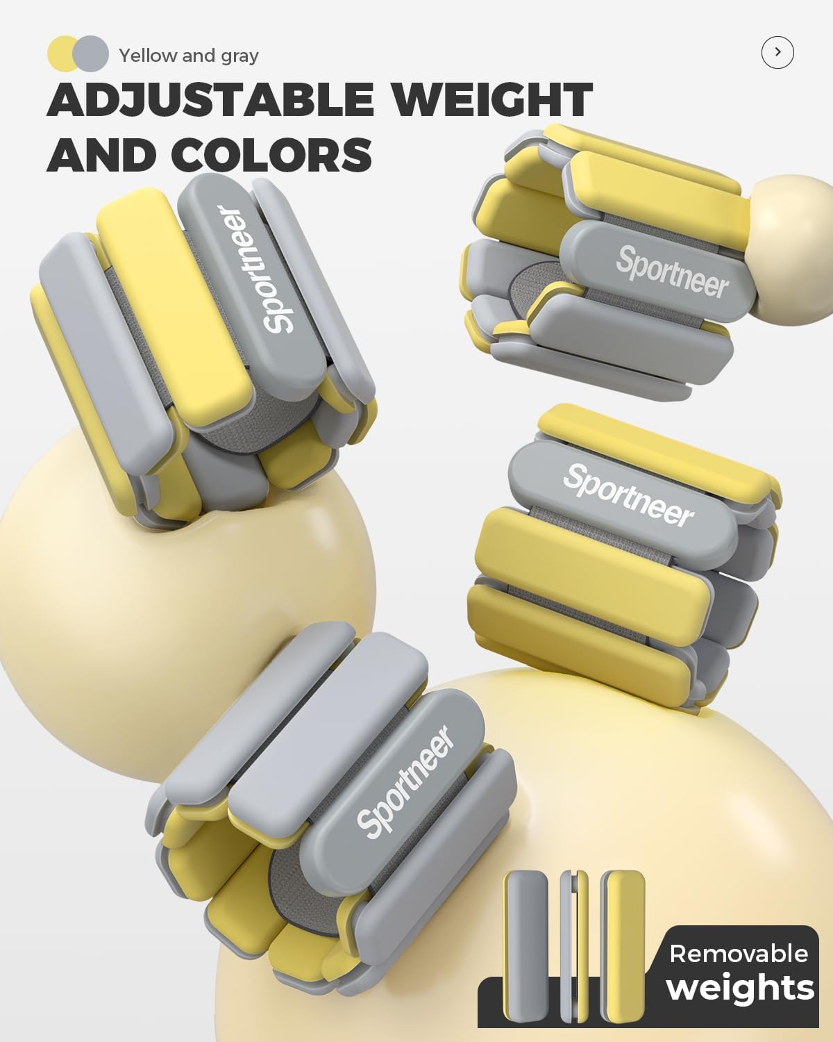 Sportneer Wrist & Ankle Weights - Adjustable Silicone Set for Gym & Yoga | 1 lb/2 lb Each