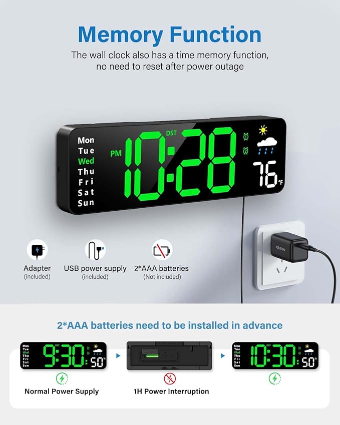 Digital Wall Clock, Digital Clock Large Display