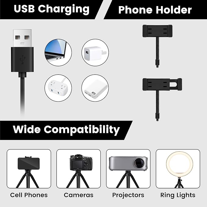 Selfie Ring Light 12" with Tripod Stand and Phone Holder, LED Ring Light