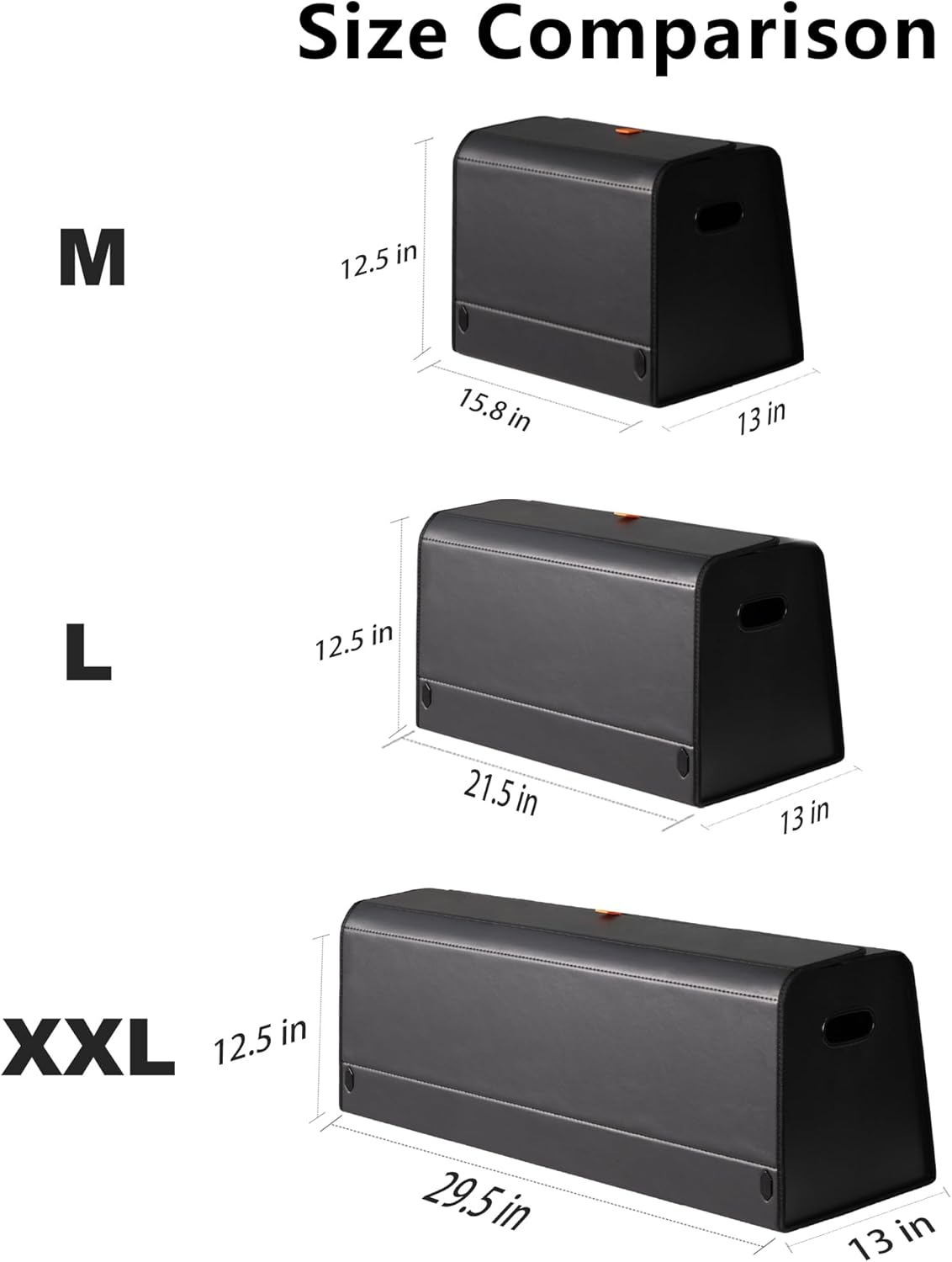XDV Trunk Organizers, Car Organizers, Storage Solutions, and Car Storage Organizers for SUVs, Sedans, Back Seats, and Luxury Vehicles with Lid, Leather, Small, Large Car shoes box (Plain Black, XXL)