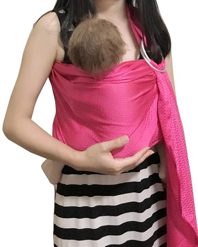Baby Water Ring Sling Carrier | Lightweight Breathable Mesh Baby Wrap for Infant, Newborn, Kids and Toddlers | Perfect for Summer, Swimming, Pool, Beach | Great for Dad Too Rose