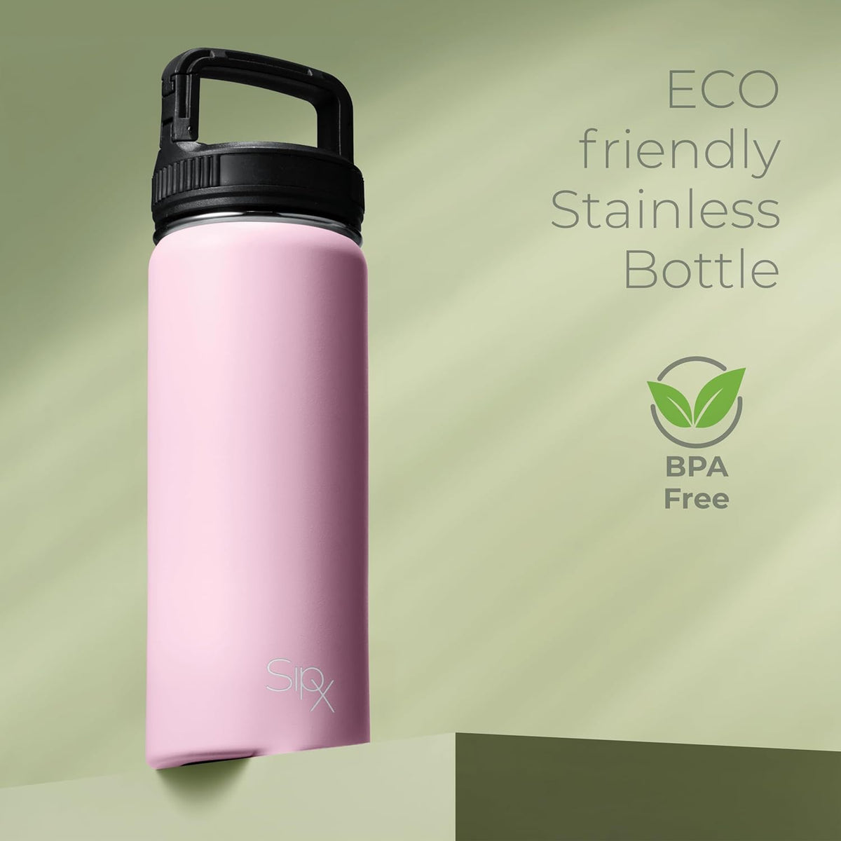 SipX™ Insulated Water Bottle - 18 oz Leakproof Stainless Steel | Triple Insulated for 24-Hour Cold & 12-Hour Hot - Durable Light Pink Bottle for School, Gym, Travel