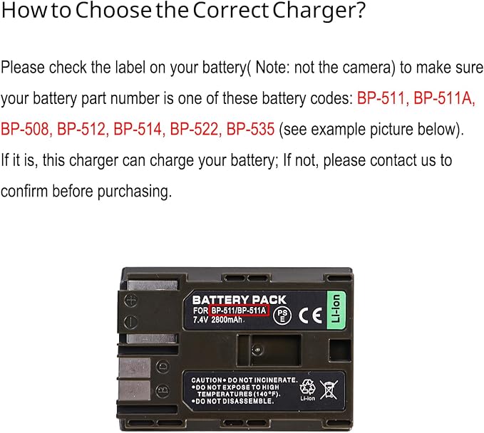 BP-511/511A/508/512/522/535 Battery Charger