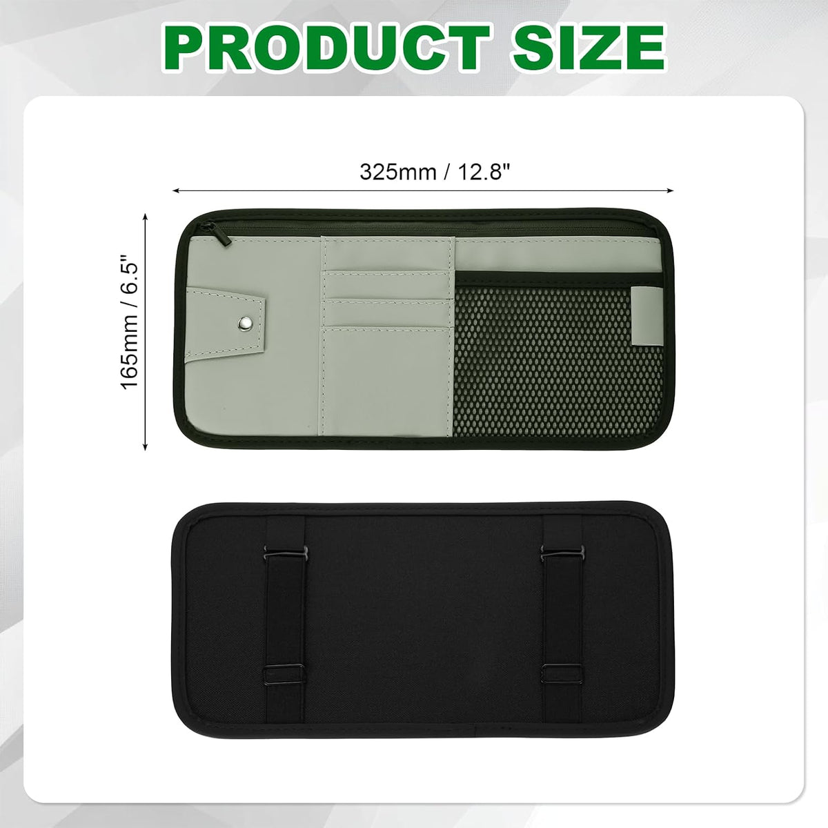 PATIKIL 1Pcs Car Sun Visor Organizer, 12.8 x 6.5 Inch PU Leather Vehicle Storage Pouch Holder for Sunglasses Card Pen Driver License Car Accessories, Gray