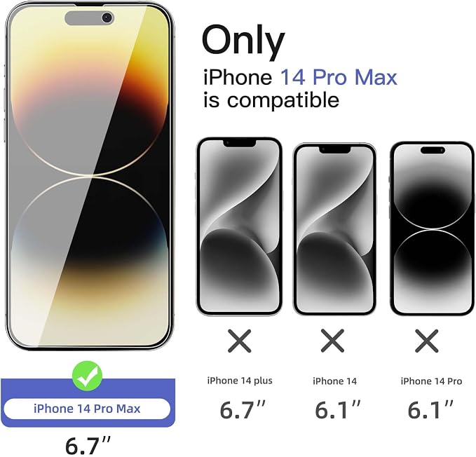 NEW'C 3x Privacy for iPhone 14 Pro Max Screen Protector+ 3x Camera Lens