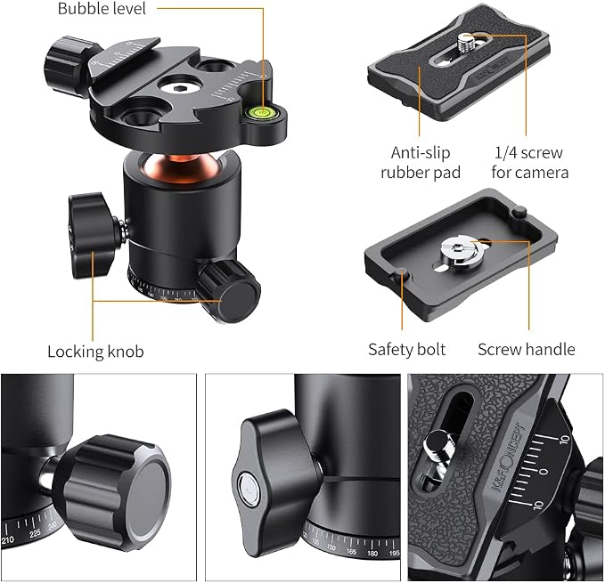 K&F Concept 25mm Metal Tripod Ball Head 360 Degree Rotating Panoramic