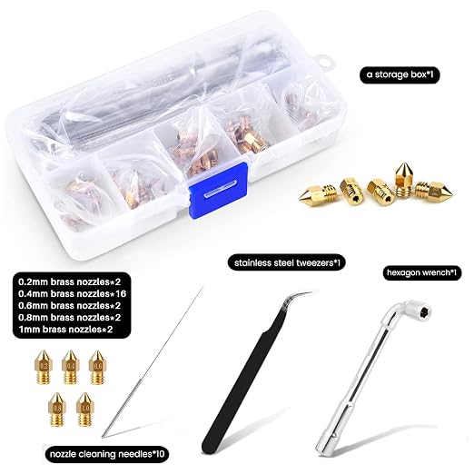 Comgrow 24PCS MK8 Nozzles 3D Printer Extruders Brass Nozzles